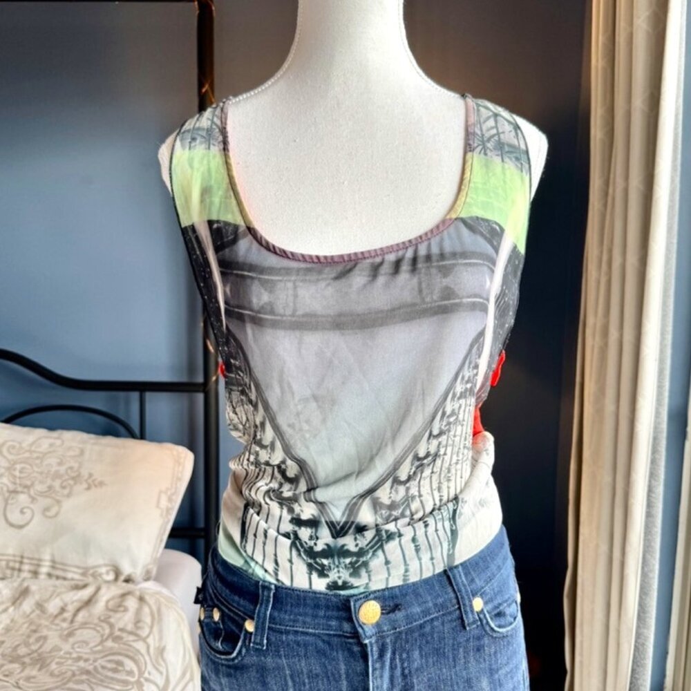 Zara Multicolour Print Sheer Tank Top